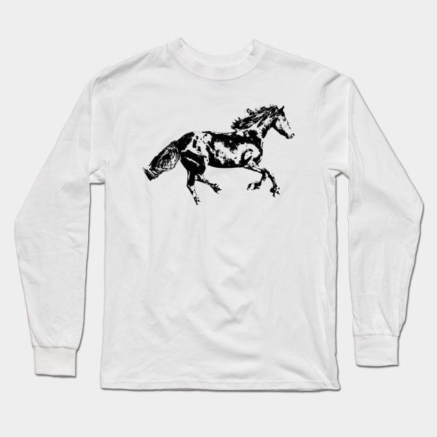 Friesian Horse Pop Art Long Sleeve T-Shirt by Princessa